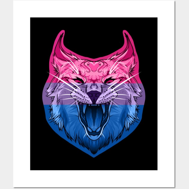 Caracal (Bisexual Pride Flag) Wall Art by illustratelaw